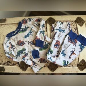 Dinosaur Adventure 3T Kids Pajama Set - Blue and Cream